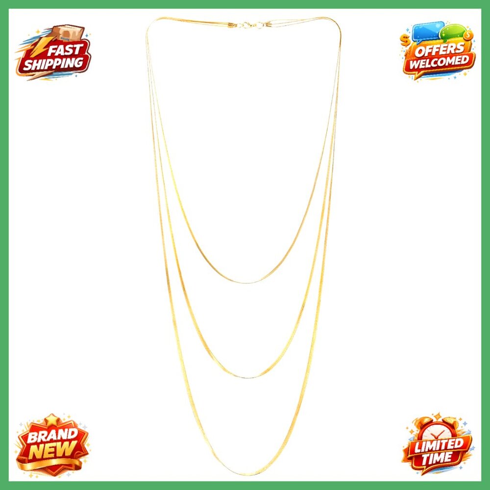 Three-Strand Layered Snake Chain Statement Neckla… - image 1